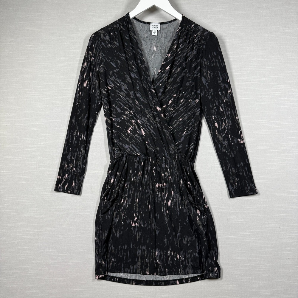 Peyton Jensen Dress Womens XS Black Stretch Mini Pockets Chic Clean‎ Neutral